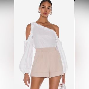 New SELMACILEK Linen One Off Shoulder Blouse
